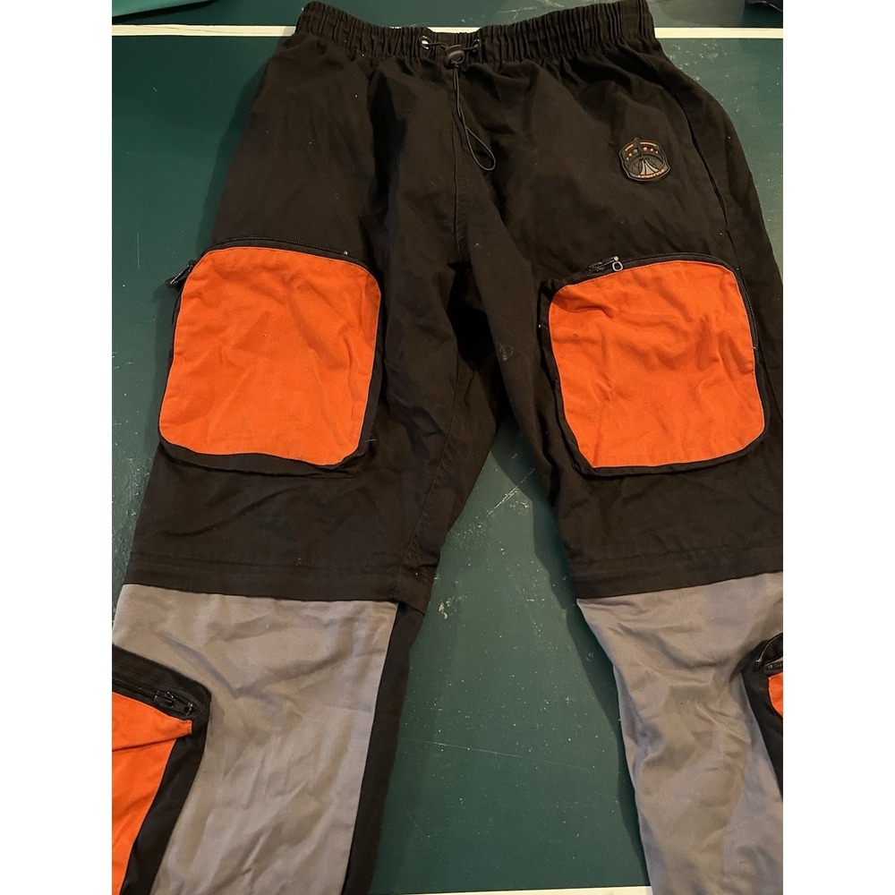 XOA Xtra Ordinarie Apparel SS Strap Reflective Black Retro Cargo Pants Men's Med